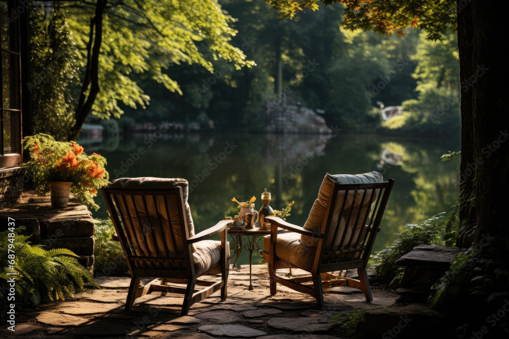 Fototapeta premium Tranquil Outdoor Retreat in Natural Surroundings