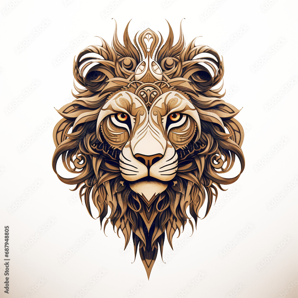 Elegant Transformation: Intricate colorful Lion Tattoo Design