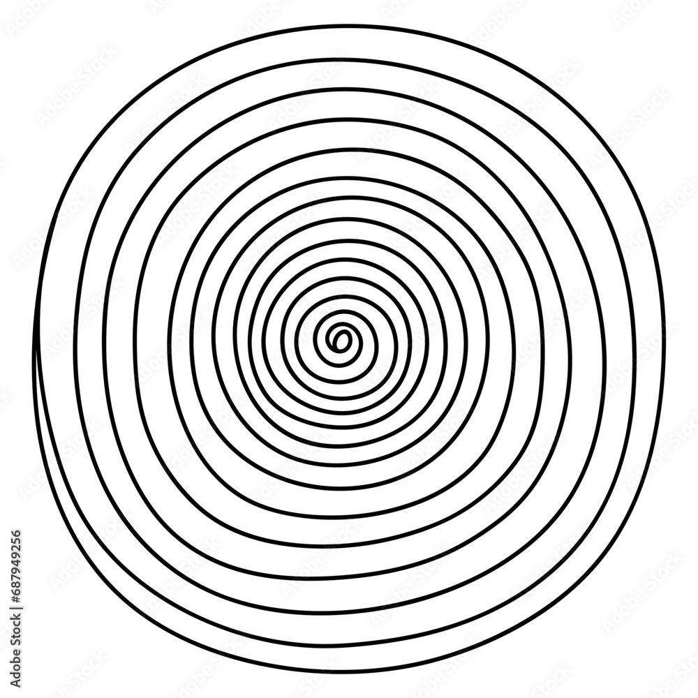 Spinning optical illusion. Sketch. A ball of threads twisting towards the center. Vector illustration. Doodle style. Outline on isolated background. Idea for web design. Spinning optical illusion. Sketch. A ball of threads twisting towards the center. Vector illustration. Doodle style. Outline on isolated background. Idea for web design.