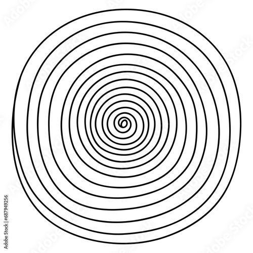 Spinning optical illusion. Sketch. A ball of threads twisting towards the center. Vector illustration. Doodle style. Outline on isolated background. Idea for web design.