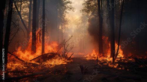 Spooky Mystery of Nature Destruction: Forest Fire Revealed © aznur