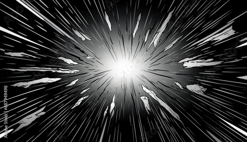 anime style energy emitting black aura zoom speed lines