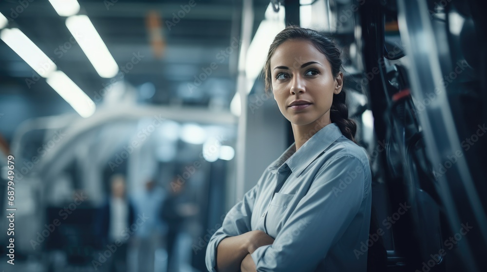 Young female worker in a factory Young female worker in a factory