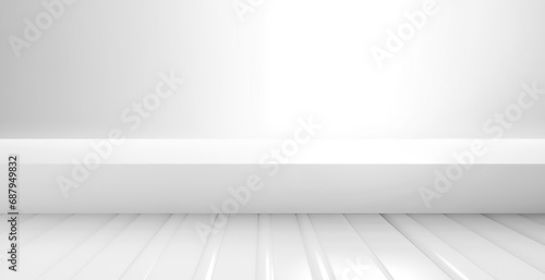 empty platform on white background wall