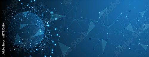 Neural network concept. Connected cells with links. High technology process. Abstract futuristic background.