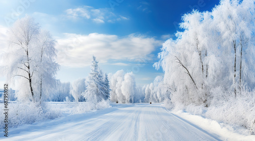 Wallpaper Mural Panorama of beautiful winter parks and Beautiful trees in winter landscape in the late evening in snowfall copy space Torontodigital.ca