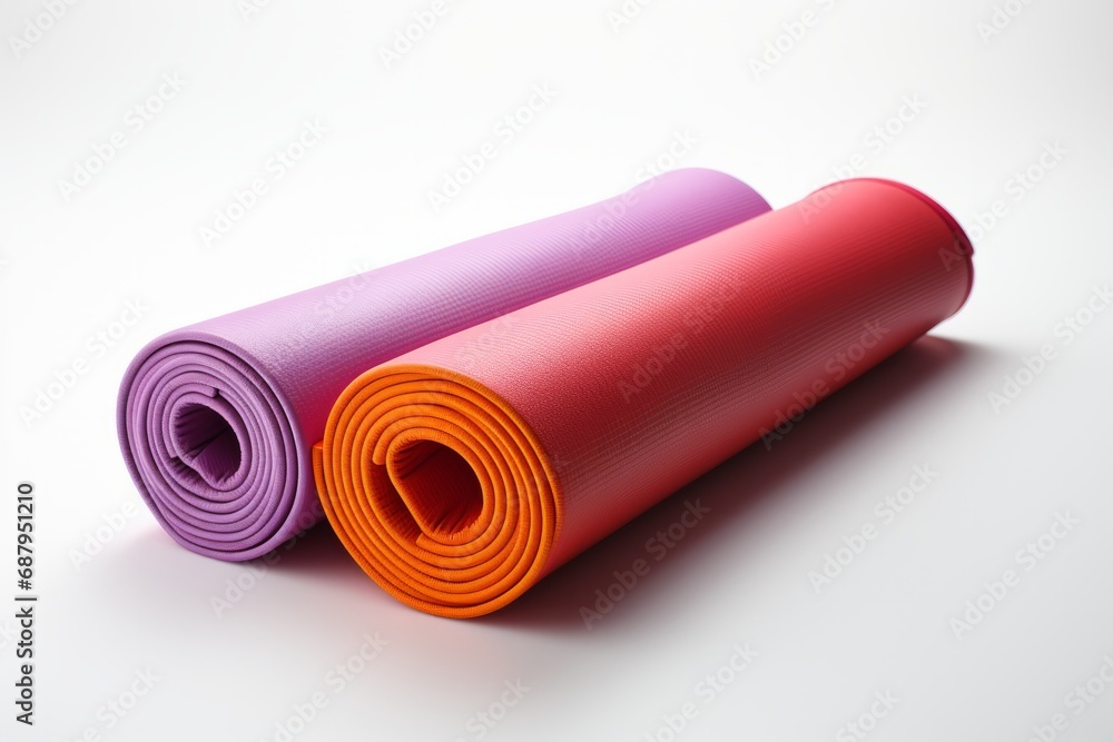 colorful yoga mat, on an isolated white background, Generative AI colorful yoga mat, on an isolated white background, Generative AI