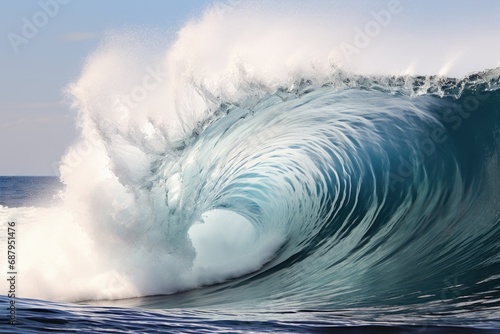 Close-up view of huge ocean waves.