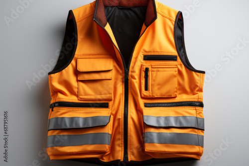 high-visibility safety vest, on an isolated white background, Generative AI