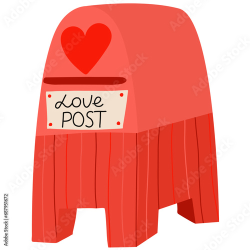 Love letter vector. Mailbox vector. Love post.Valentine's day concept.
