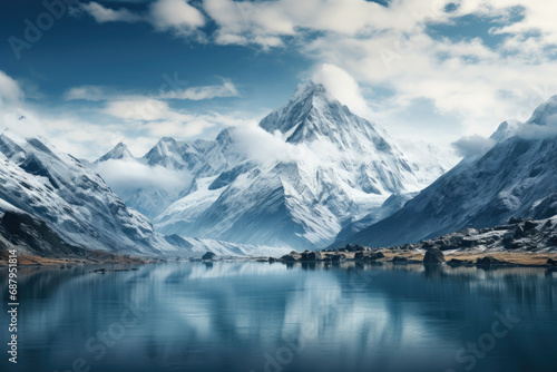 Inverted Mountains Reflected in Calm Lake © MyPixelArtStudios