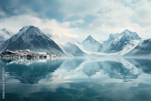 Inverted Mountains Reflected in Calm Lake © MyPixelArtStudios