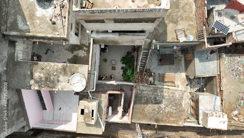 Bird's-eye View of Badin Rooftops, Pakistan. Aerial photo