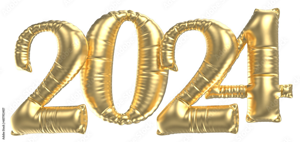 Happy New Year Number 2024 3d Render