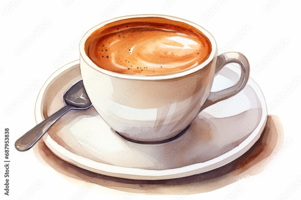 Watercolor illustration of a cup of coffee isolated on white background. AI generative Watercolor illustration of a cup of coffee isolated on white background. AI generative