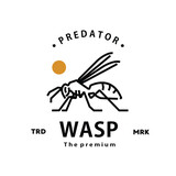 vintage retro hipster wasp logo vector outline monoline art icon