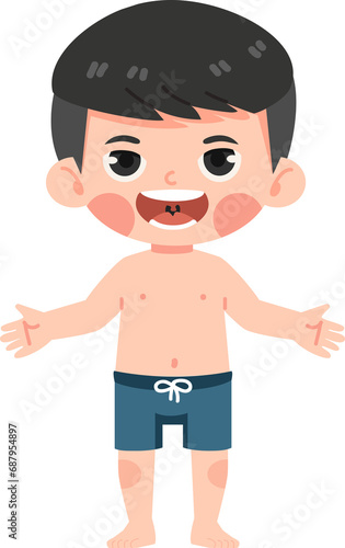 Cute boy human body cartoon