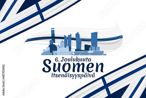 Translation: December 6, Happy Independence day. Independence Day of Finland vector illustration. Suitable for greeting card, poster and banner.