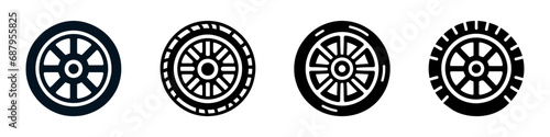 Set car tire icon, flat icon isolated. Vector illustration