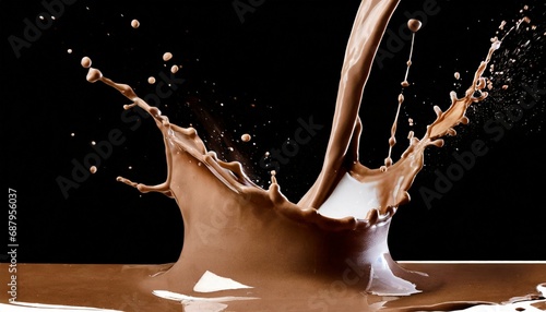 chocolate milk splash on background cutout