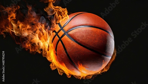 basketball ball on fire on a black background