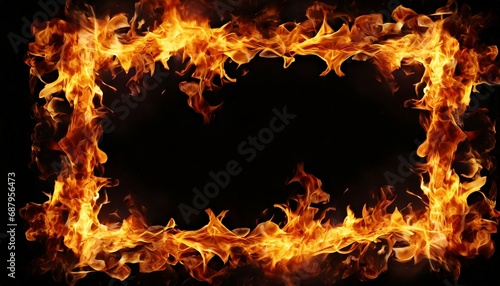 burning fire flame frame on black background © Nichole