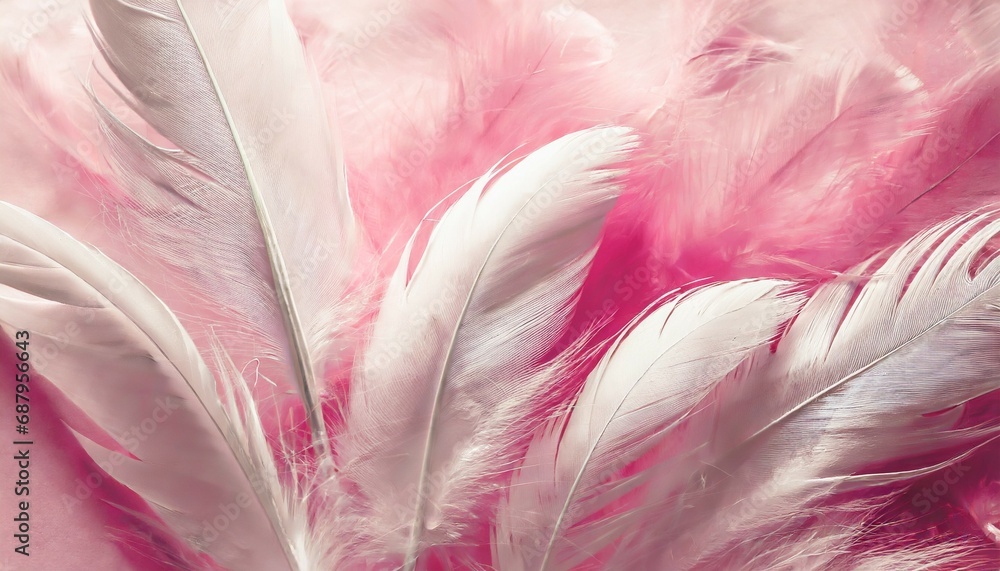 beautiful abstract white and pink feathers on white background and soft white feather texture on pink pattern and pink background feather background pink banners