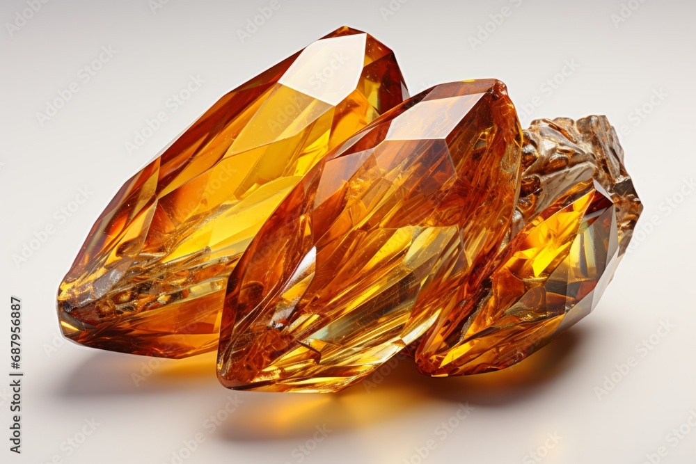 golden beryl gemstone, on an isolated white background, Generative AI golden beryl gemstone, on an isolated white background, Generative AI