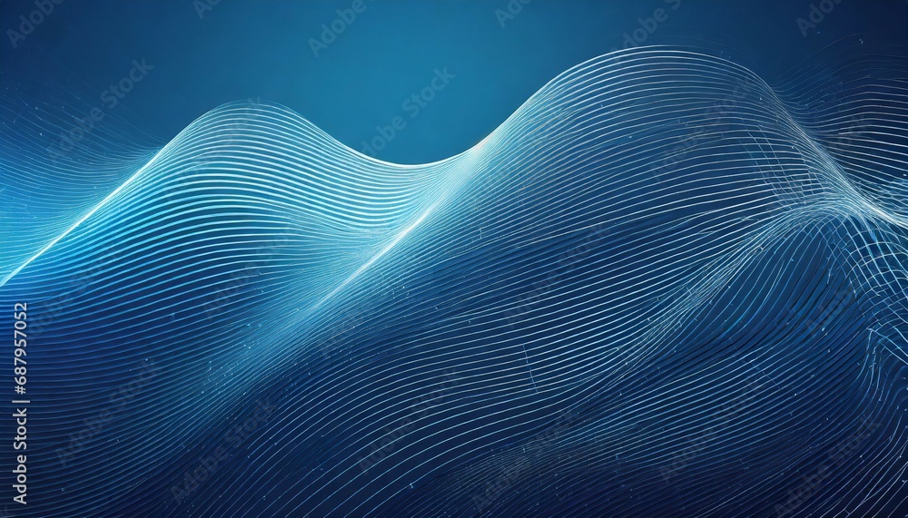 digital technology blue rhythm wavy line abstract graphic poster web page ppt background with generative - obrazy, fototapety, plakaty 