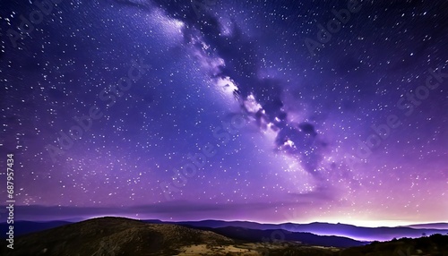 beautiful purple night sky with many stars