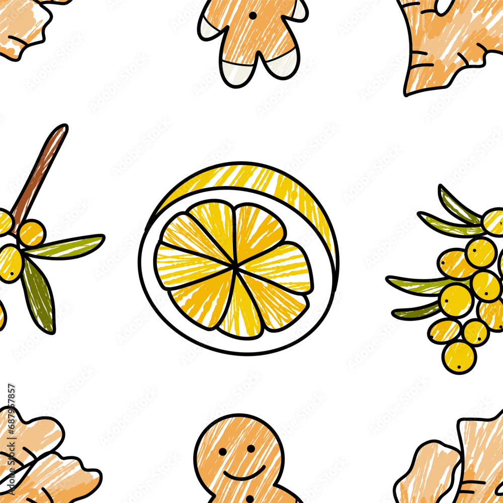 vector pencil seamless pattern for winter warmth, sweets, drinks vector pencil seamless pattern for winter warmth, sweets, drinks