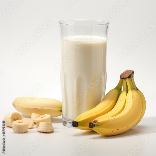 banana smoothie isolated on white background