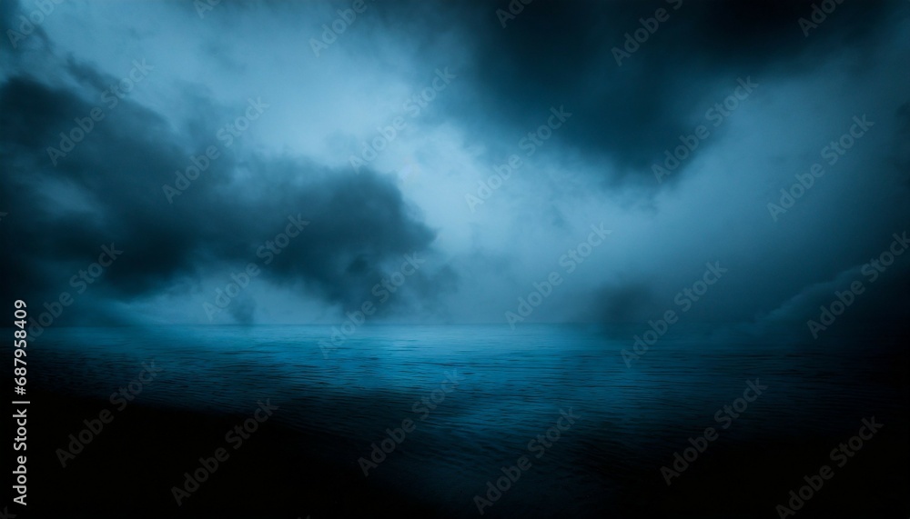 horror black blue sky sea haunted cloud scary ocean depression background mystery gloomy dark theme blur texture generative ai