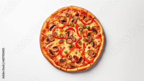 Delicious Pizza Isolated on the Minimalist Background