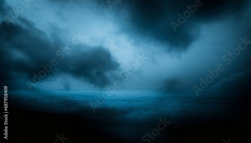 horror black blue sky sea haunted cloud scary ocean depression background mystery gloomy dark theme blur texture generative ai © Nichole