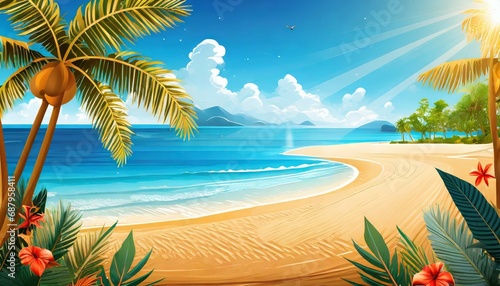beautiful realistic summer background with beach scenery generative ai