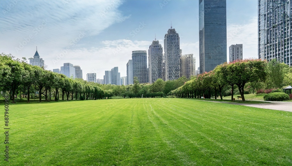 green lawn in urban public park