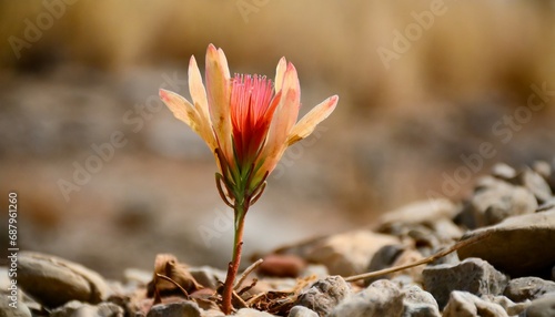 a close up of a resilient flower showcasing life in the harsh environment representing the tenacity of nature during drought