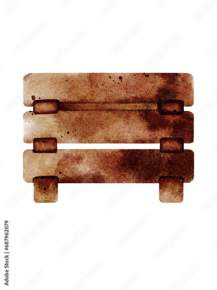 Watercolor Wooden Fence illustration Watercolor Wooden Fence illustration
