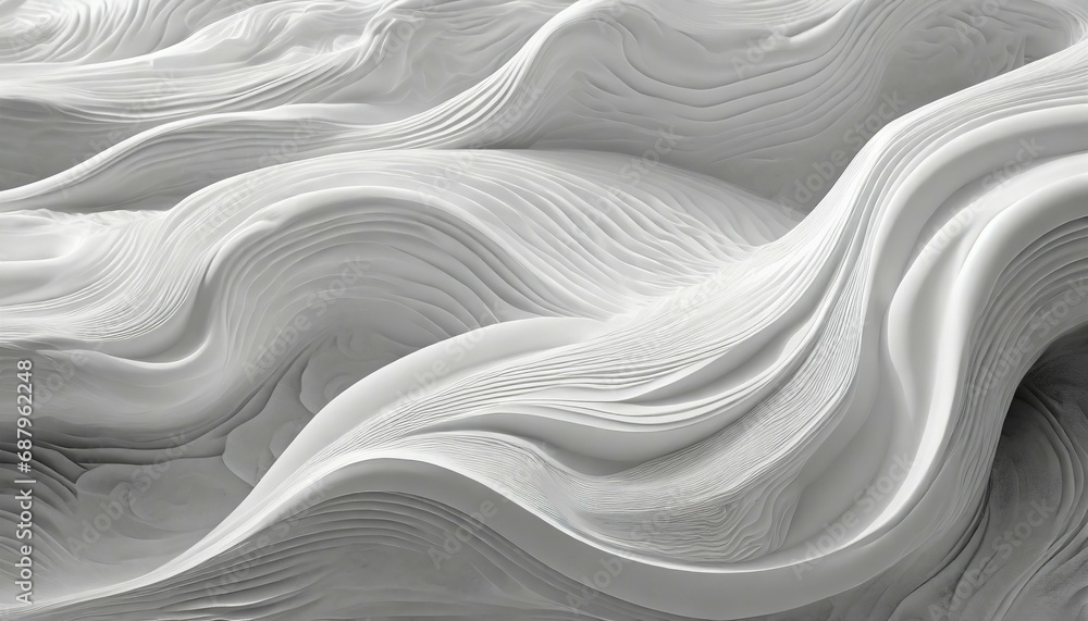 abstract white wavy sculpted horizontal background wave of 3d white liquid flow of marble liquid flow texture fluid art abtract themed photorealistic illustrations in jpg generative ai