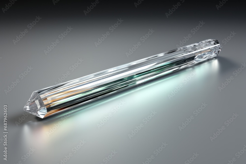translucent selenite wand, on an isolated white background, Generative AI translucent selenite wand, on an isolated white background, Generative AI