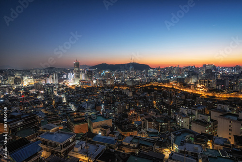 Sunset view over Seoul City