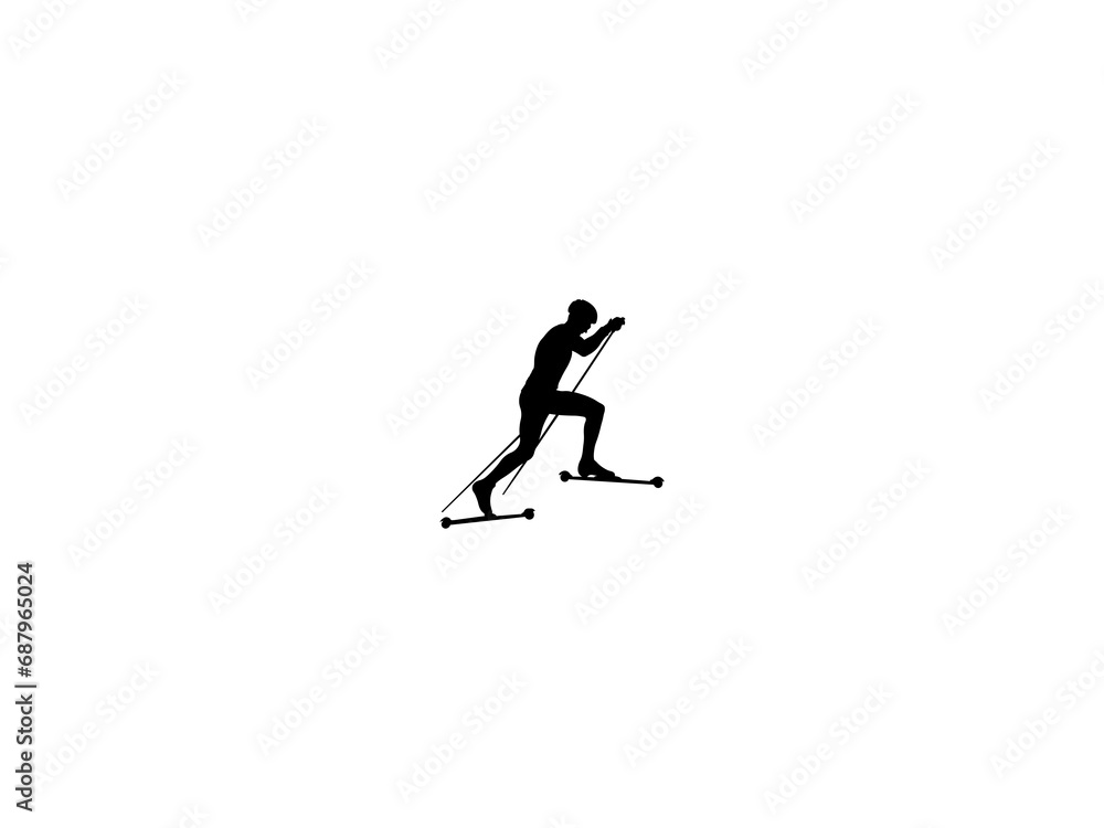 Man Roller skiing icon vector. Roller skiing silhouette isolated on white background