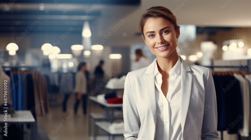 Obraz premium businesswoman standing in the sales room
