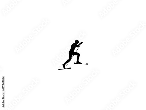 Man Roller skiing icon vector. Roller skiing silhouette isolated on white background