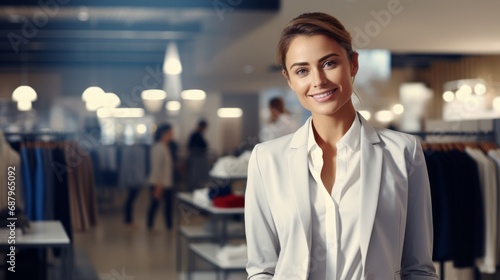 businesswoman standing in the sales room photo