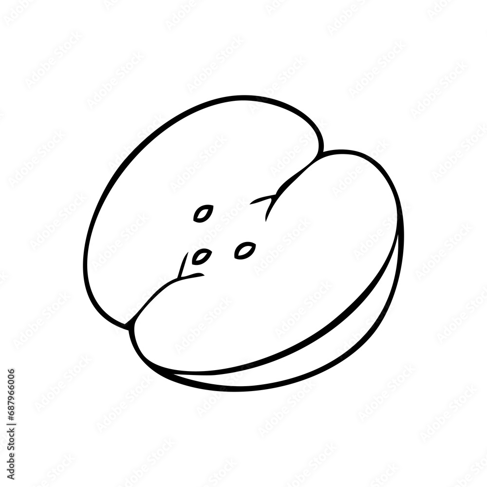 apple slice line vector illustration