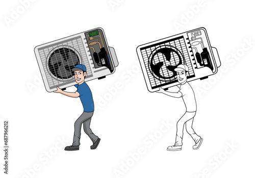 HVAC Service Cartoon Character Design Illustration vector eps format , suitable for your design needs, logo, illustration, animation, etc.