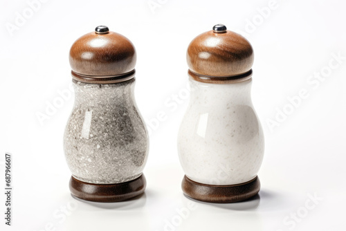 A closeup of a transparent salt and pepper mill set, highlighting the gourmet quality of these essential kitchen seasonings.