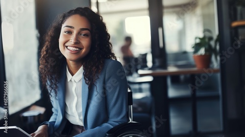 Businesswoman in a wheelchair in the office